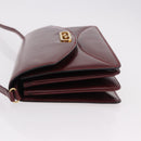 GUCCI Shoulder Bag Leather Bordeaux Gold Auth 191903-4