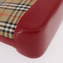 BURBERRY Nova Check Hand Bag Canvas Beige Gold Auth 191905-9