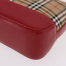BURBERRY Nova Check Hand Bag Canvas Beige Gold Auth 191905-16