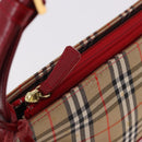 BURBERRY Nova Check Hand Bag Canvas Beige Gold Auth 191905-11