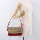 BURBERRY Nova Check Hand Bag Canvas Beige Gold Auth 191905-23