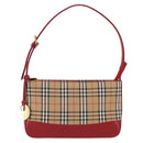 BURBERRY Nova Check Hand Bag Canvas Beige Gold Auth 191905-13