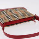 BURBERRY Nova Check Hand Bag Canvas Beige Gold Auth 191905-6