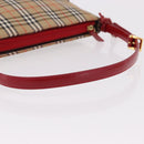 BURBERRY Nova Check Hand Bag Canvas Beige Gold Auth 191905-7