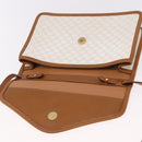 CELINE Macadam Canvas Shoulder Bag PVC White Gold Auth 191906A-18