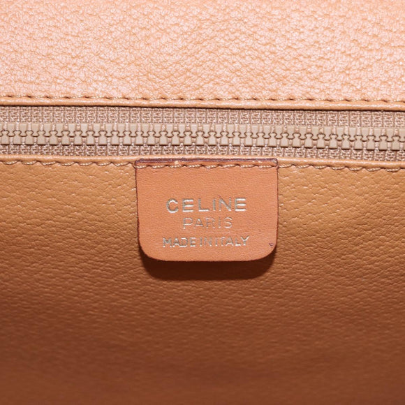 CELINE Macadam Canvas Shoulder Bag PVC White Gold Auth 191906A