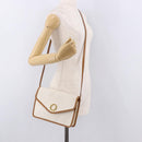 CELINE Macadam Canvas Shoulder Bag PVC White Gold Auth 191906A-25