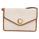 CELINE Macadam Canvas Shoulder Bag PVC White Gold Auth 191906A-13