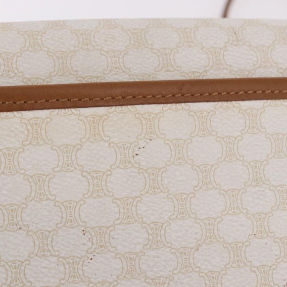 CELINE Macadam Canvas Shoulder Bag PVC White Gold Auth 191906A
