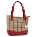 BURBERRY Nova Check Hand Bag Canvas Beige Gold Auth 191907-1