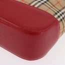 BURBERRY Nova Check Hand Bag Canvas Beige Gold Auth 191907-11