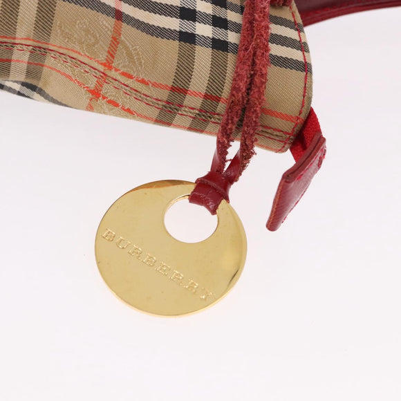 BURBERRY Nova Check Hand Bag Canvas Beige Gold Auth 191907