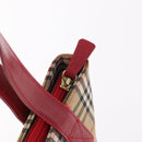 BURBERRY Nova Check Hand Bag Canvas Beige Gold Auth 191907-15