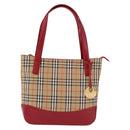 BURBERRY Nova Check Hand Bag Canvas Beige Gold Auth 191907-2