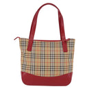 BURBERRY Nova Check Hand Bag Canvas Beige Gold Auth 191907-3