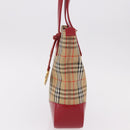 BURBERRY Nova Check Hand Bag Canvas Beige Gold Auth 191907-4