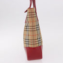 BURBERRY Nova Check Hand Bag Canvas Beige Gold Auth 191907-5