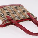 BURBERRY Nova Check Hand Bag Canvas Beige Gold Auth 191907-6
