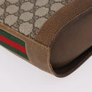 GUCCI GG Supreme Web Sherry Line Shoulder Bag PVC Beige Gold Auth 191908-9