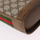 GUCCI GG Supreme Web Sherry Line Shoulder Bag PVC Beige Gold Auth 191908-15