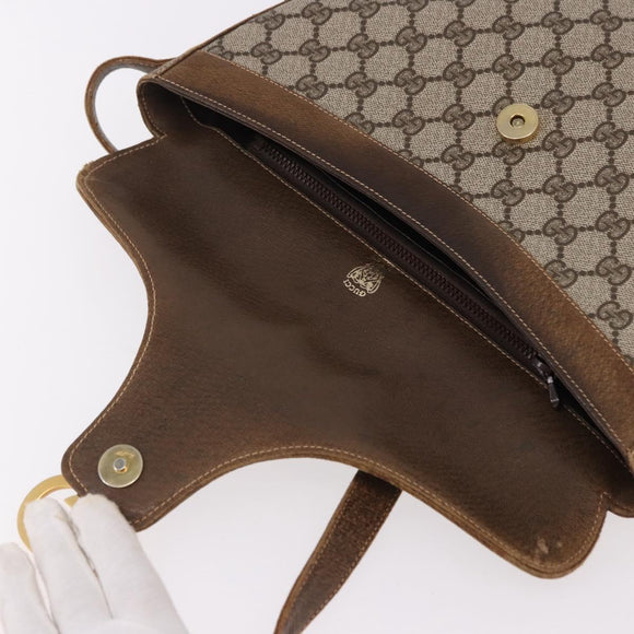 GUCCI GG Supreme Web Sherry Line Shoulder Bag PVC Beige Gold Auth 191908