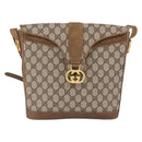 GUCCI GG Supreme Web Sherry Line Shoulder Bag PVC Beige Gold Auth 191908-13