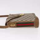 GUCCI GG Supreme Web Sherry Line Shoulder Bag PVC Beige Gold Auth 191908-4