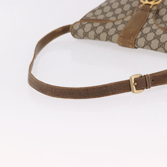 GUCCI GG Supreme Web Sherry Line Shoulder Bag PVC Beige Gold Auth 191908