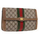 GUCCI GG Supreme Web Sherry Line Bag PVC Beige Red 41 014 3087 25 Auth 191909-1
