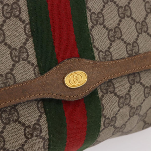 GUCCI GG Supreme Web Sherry Line Bag PVC Beige Red 41 014 3087 25 Auth 191909