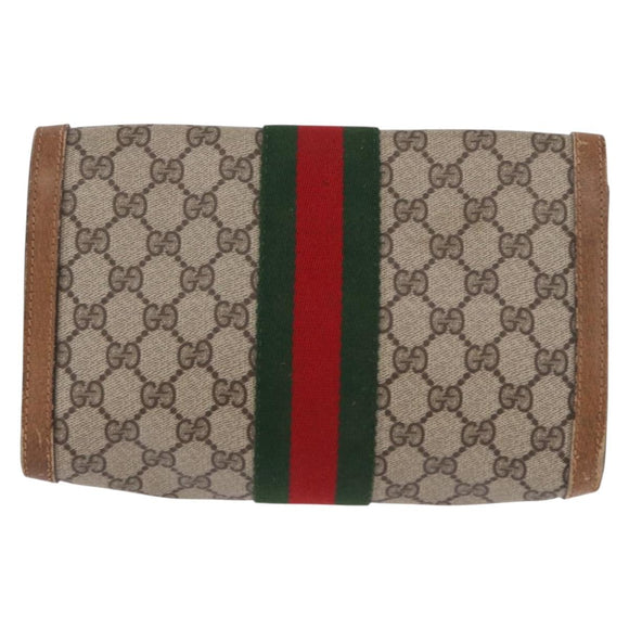 GUCCI GG Supreme Web Sherry Line Bag PVC Beige Red 41 014 3087 25 Auth 191909