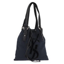 SAINT LAURENT Kahala Tote Bag Canvas Navy Silver Auth 191911-1