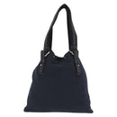 SAINT LAURENT Kahala Tote Bag Canvas Navy Silver Auth 191911-2