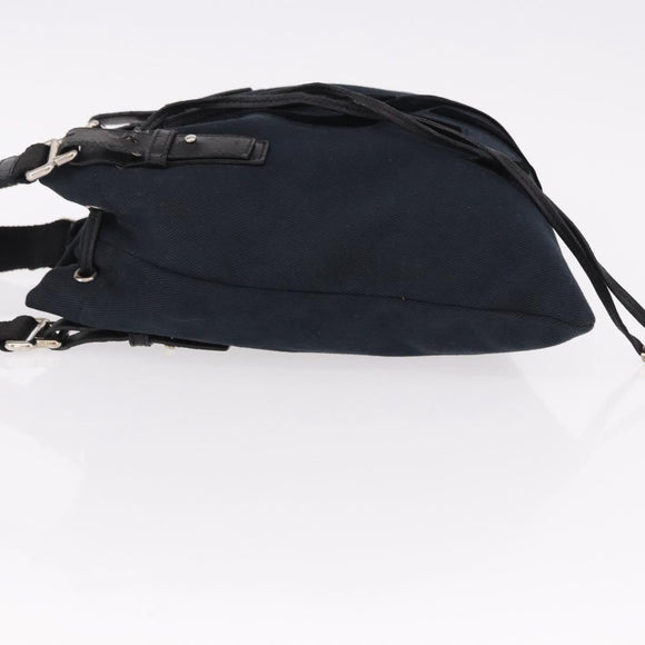 SAINT LAURENT Kahala Tote Bag Canvas Navy Silver Auth 191911