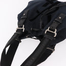 SAINT LAURENT Kahala Tote Bag Canvas Navy Silver Auth 191911-6