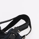 SAINT LAURENT Kahala Tote Bag Canvas Navy Silver Auth 191911-8