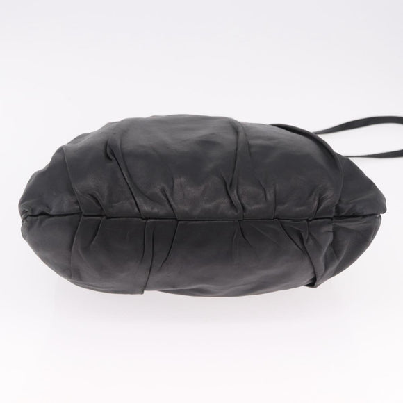 PRADA Hand Bag Leather 2way Black Silver Auth 191913A