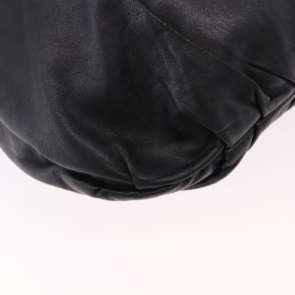 PRADA Hand Bag Leather 2way Black Silver Auth 191913A