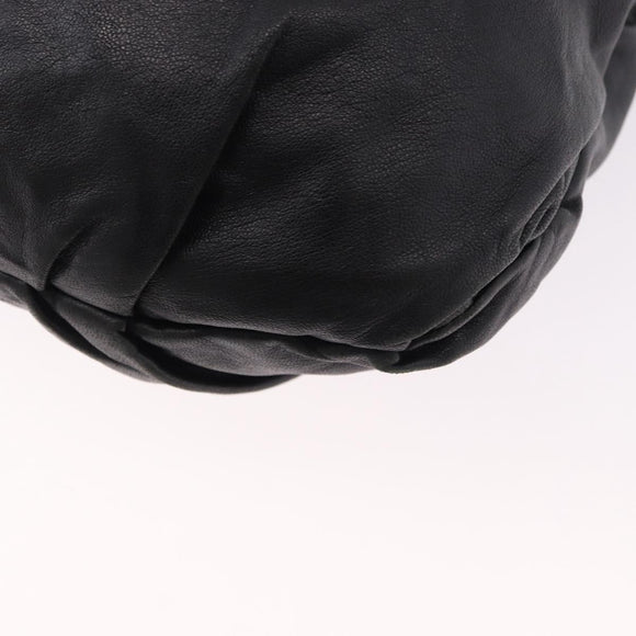 PRADA Hand Bag Leather 2way Black Silver Auth 191913A