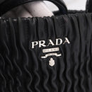 PRADA Hand Bag Leather 2way Black Silver Auth 191913A-18