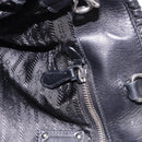PRADA Hand Bag Leather 2way Black Silver Auth 191913A-22