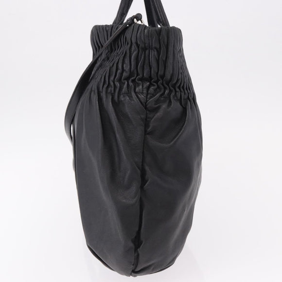 PRADA Hand Bag Leather 2way Black Silver Auth 191913A