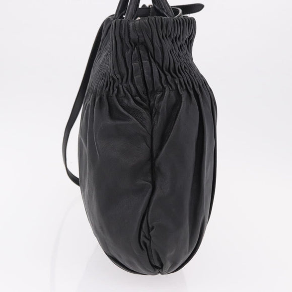 PRADA Hand Bag Leather 2way Black Silver Auth 191913A