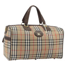 Burberrys Nova Check Boston Bag Canvas Beige Gold Auth 191914-1