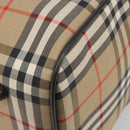 Burberrys Nova Check Boston Bag Canvas Beige Gold Auth 191914-16