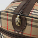 Burberrys Nova Check Boston Bag Canvas Beige Gold Auth 191914-19