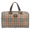 Burberrys Nova Check Boston Bag Canvas Beige Gold Auth 191914-13