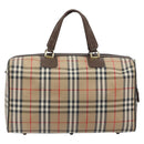 Burberrys Nova Check Boston Bag Canvas Beige Gold Auth 191914-2