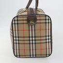 Burberrys Nova Check Boston Bag Canvas Beige Gold Auth 191914-3