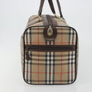 Burberrys Nova Check Boston Bag Canvas Beige Gold Auth 191914-4